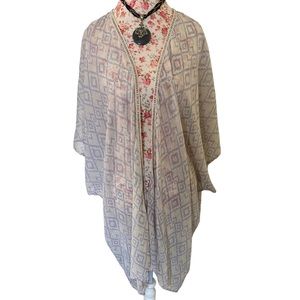 Maurices Beaded Geometric Print Sheer Cardigan